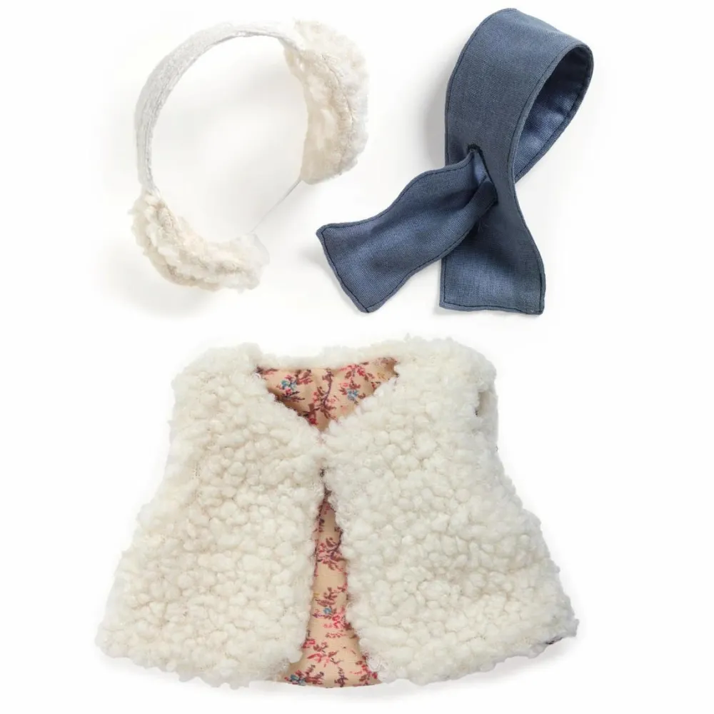 Clearance Djeco Pomea dukketøj - Vest & ørevarmere