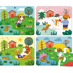 Vilac Puslespil i træ - De 4 årstider, 4 x 6 brikker