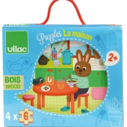 Best Vilac Puslespil i træ - Mit hjem (4 stk á 6 brikker)