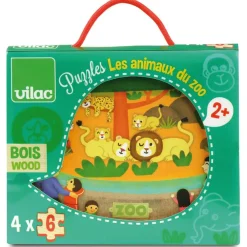 Sale Vilac Puslespil i træ - Zoo, 4 x 6 brikker