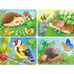 New Puslespil m. 2-8 brikker - Dyrene i haven, 4 stk