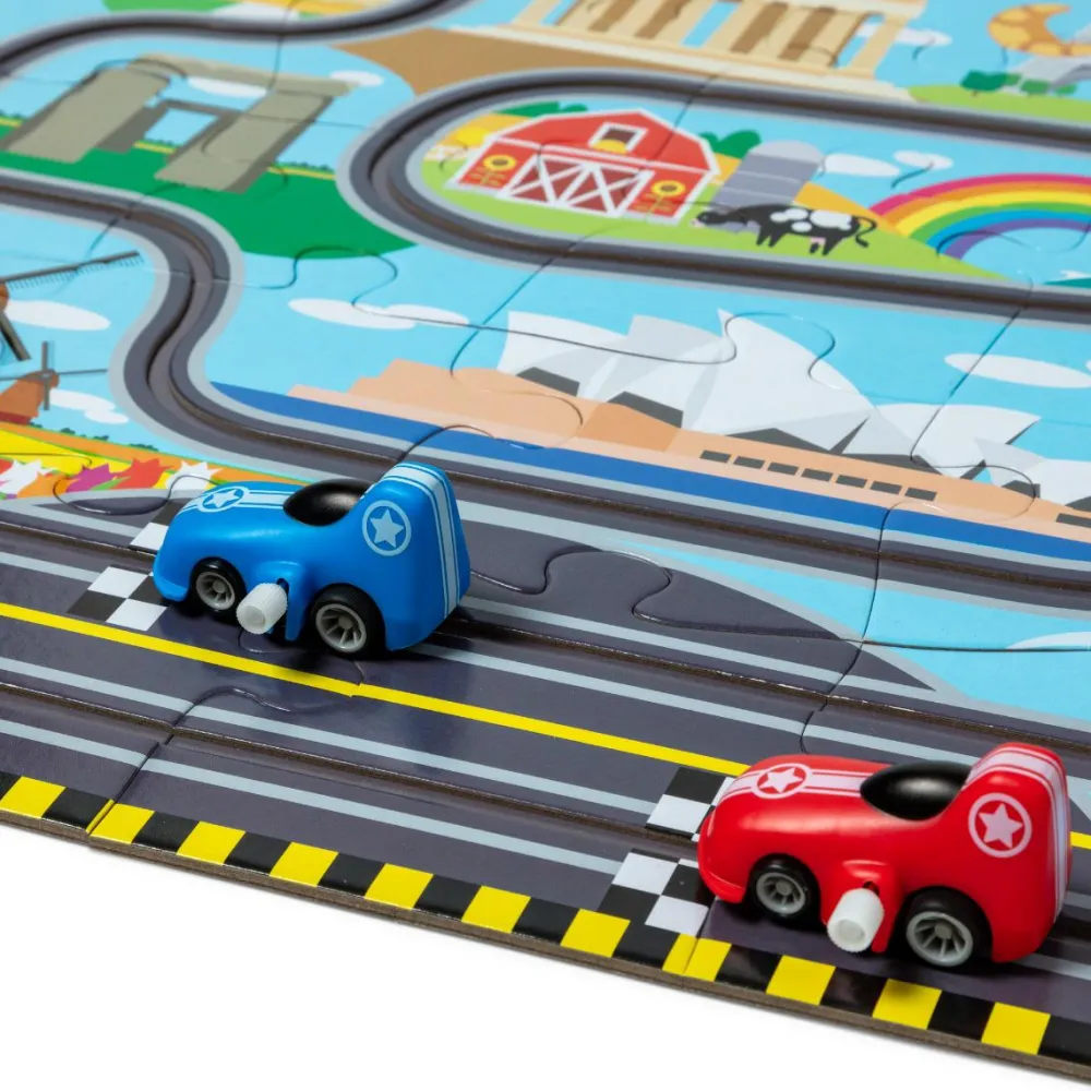 Hot Melissa & Doug Puslespil m. 48 brk - Jorden rundt, inkl 2 biler