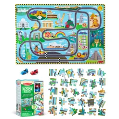 Hot Melissa & Doug Puslespil m. 48 brk - Jorden rundt, inkl 2 biler