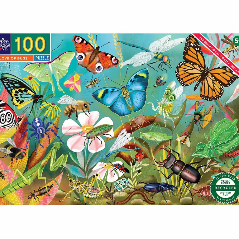 Outlet eeBoo Puslespil med 100 brikker - Insekter