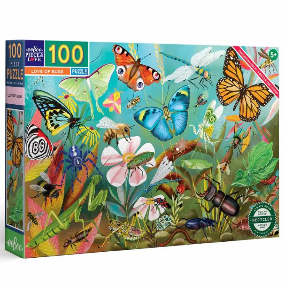Outlet eeBoo Puslespil med 100 brikker - Insekter
