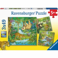 New Puslespil med 3 x 49 brikker - I junglen