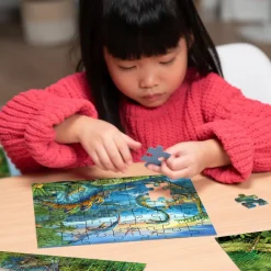 Puslespil med 3 x 49 brikker - Dinosaurer