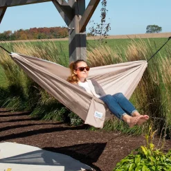 Rejsehængekøje dobbelt (mesh) - Sand