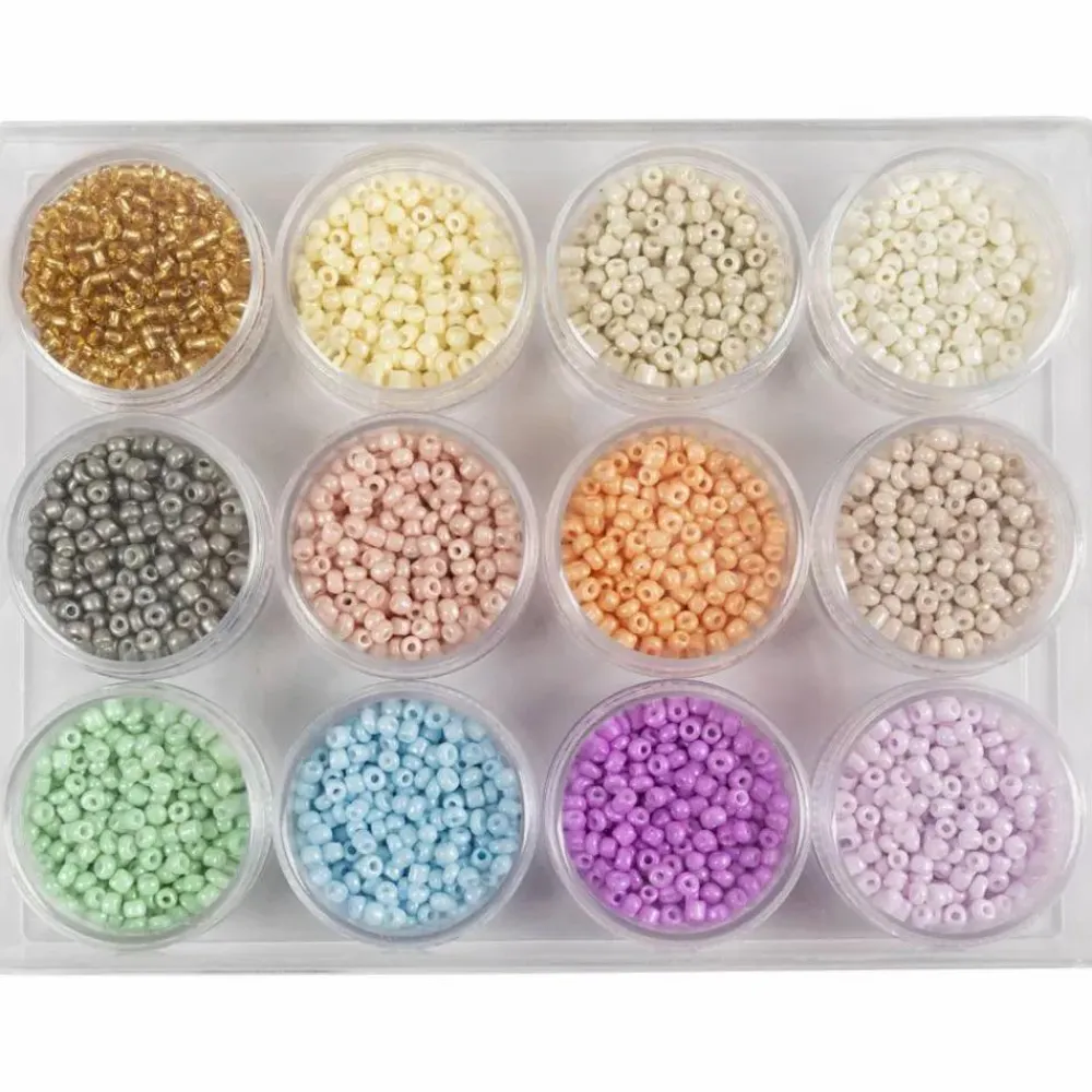 Discount Creativ Company Rocaiperler Ø3 mm - Pastel, 12 x 17 gr.