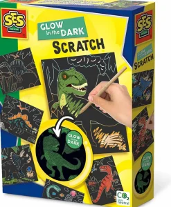 Online SES Creative Scratch kort - Glow in the dark dinosaurer
