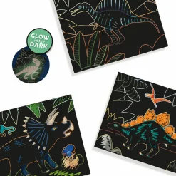 Online SES Creative Scratch kort - Glow in the dark dinosaurer