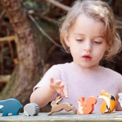 Clearance Tender Leaf Skovdyr af træ, 8 dele