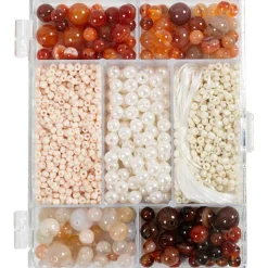 Creativ Company Smykke startsæt - Agater, beige/brun/hvid