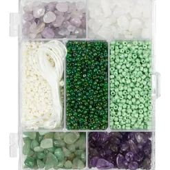 Clearance Creativ Company Smykke startsæt - Krystaller, grøn/lilla/hvid