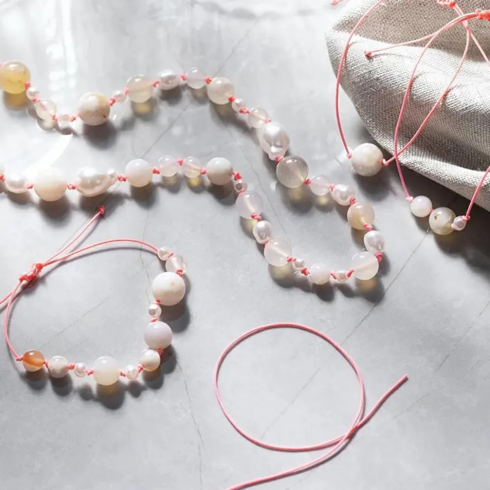 Hot Creativ Company Smykkekit - Halskæde & armbånd, Agater natur