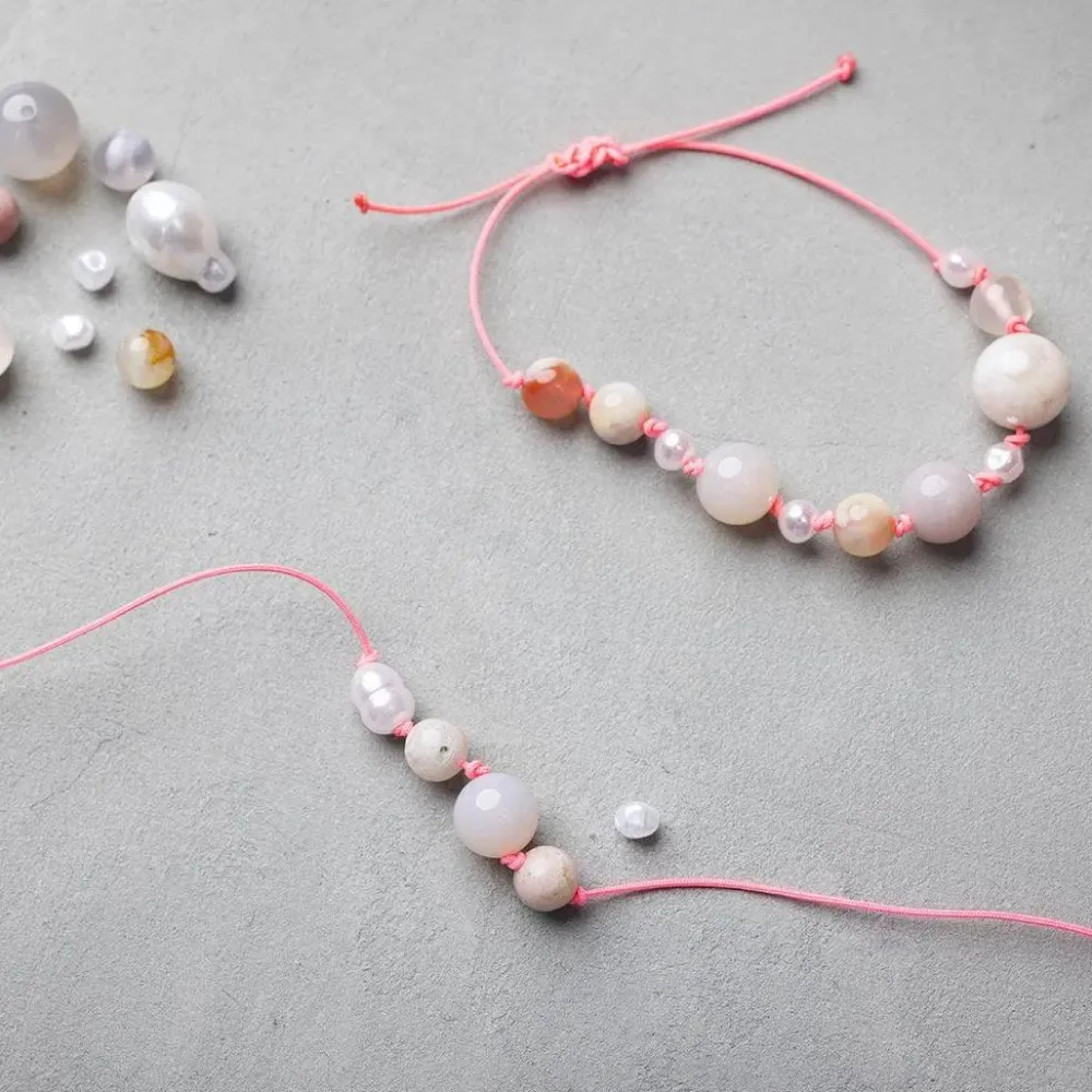 Hot Creativ Company Smykkekit - Halskæde & armbånd, Agater natur