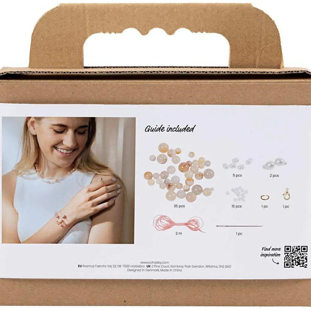 Hot Creativ Company Smykkekit - Halskæde & armbånd, Agater natur