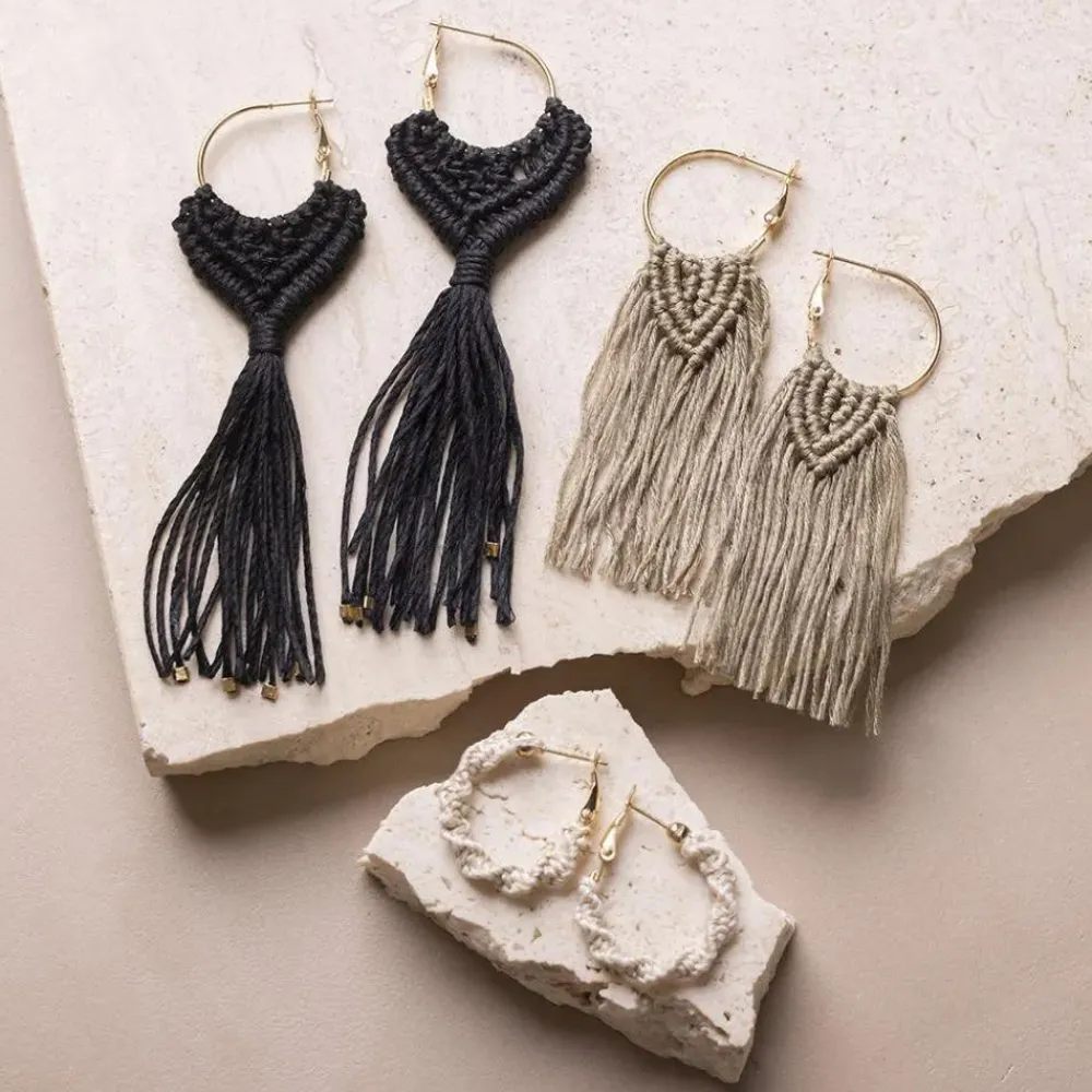 Best Creativ Company Smykkekit - Macramé øreringe, 3 par