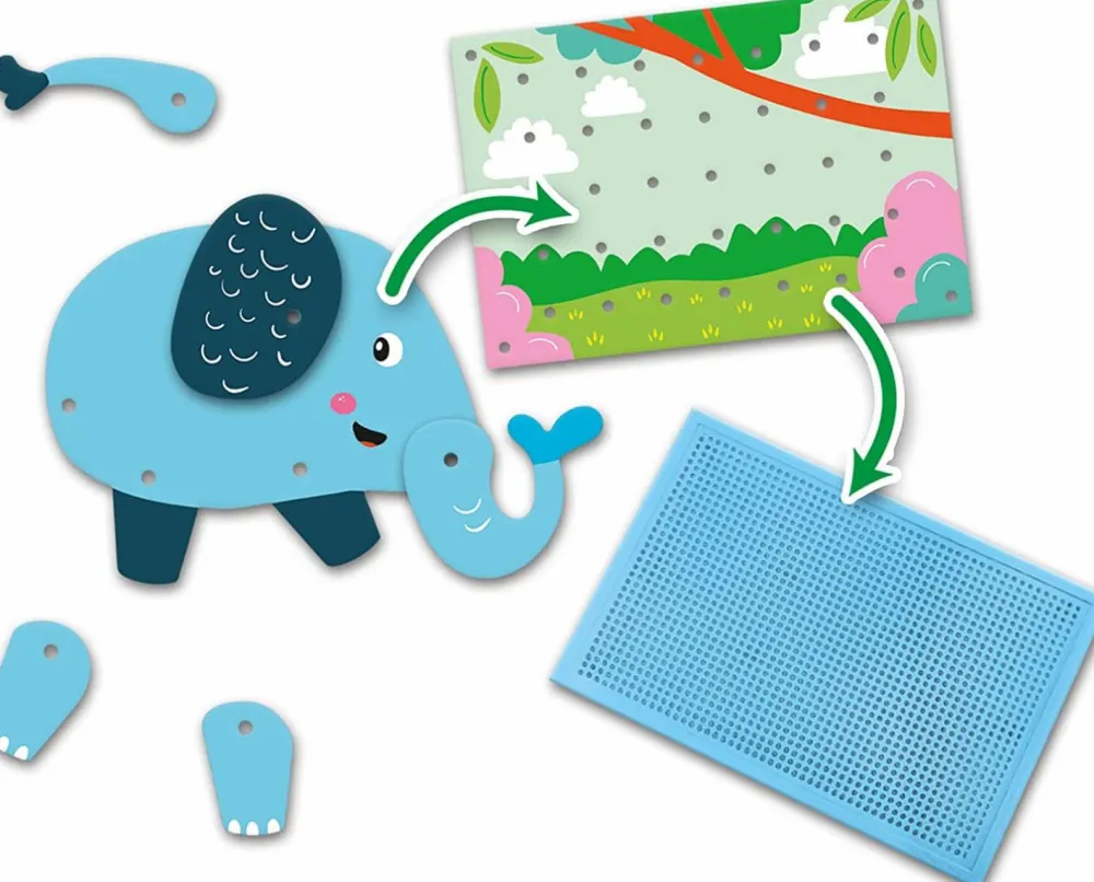 SES Creative Stiftmosaik med bevægelige dyr