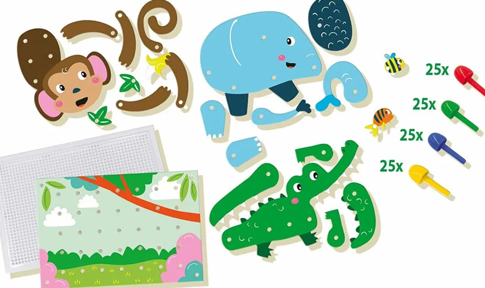 SES Creative Stiftmosaik med bevægelige dyr