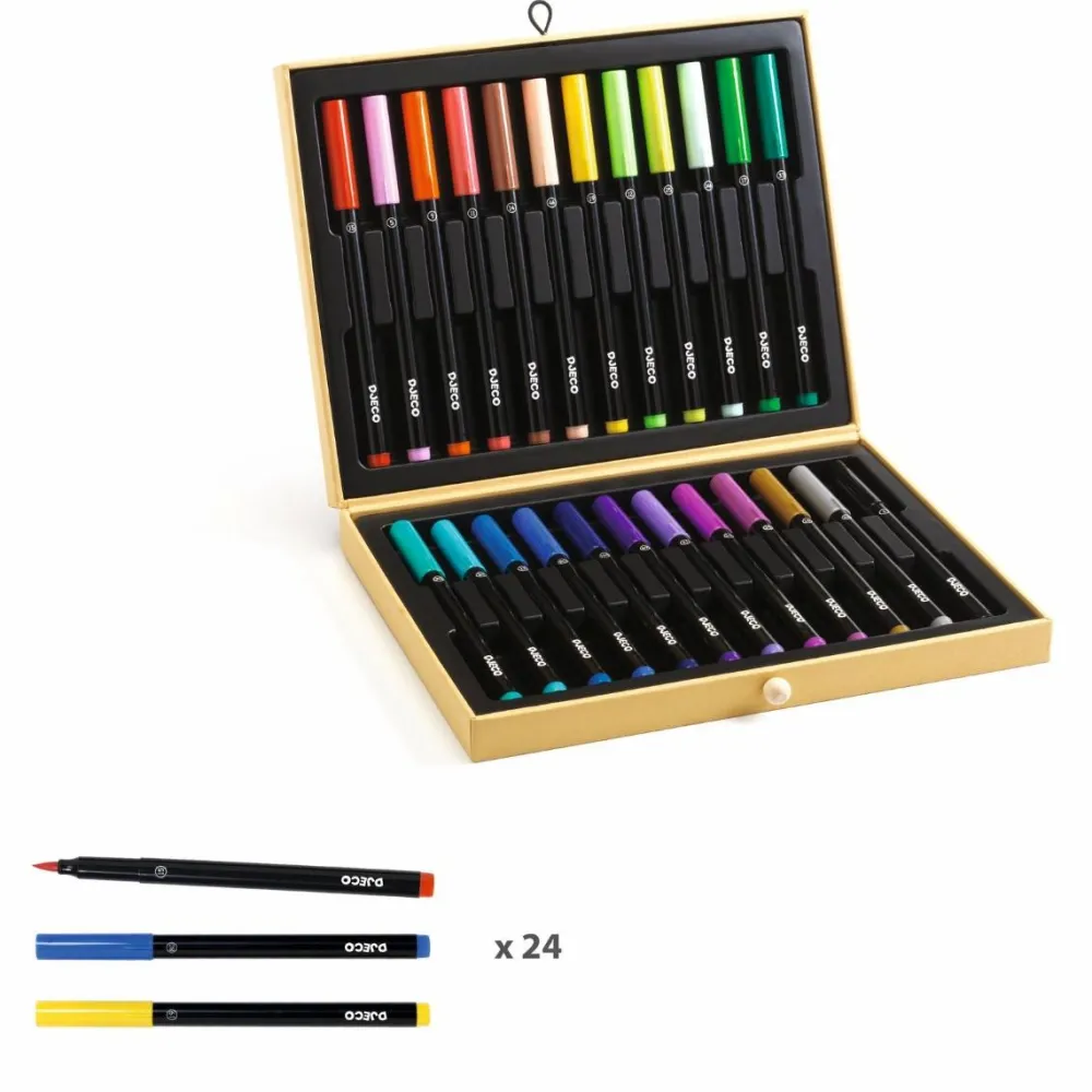 Outlet Djeco Tegnekuffert med filtpenne, 25 dele