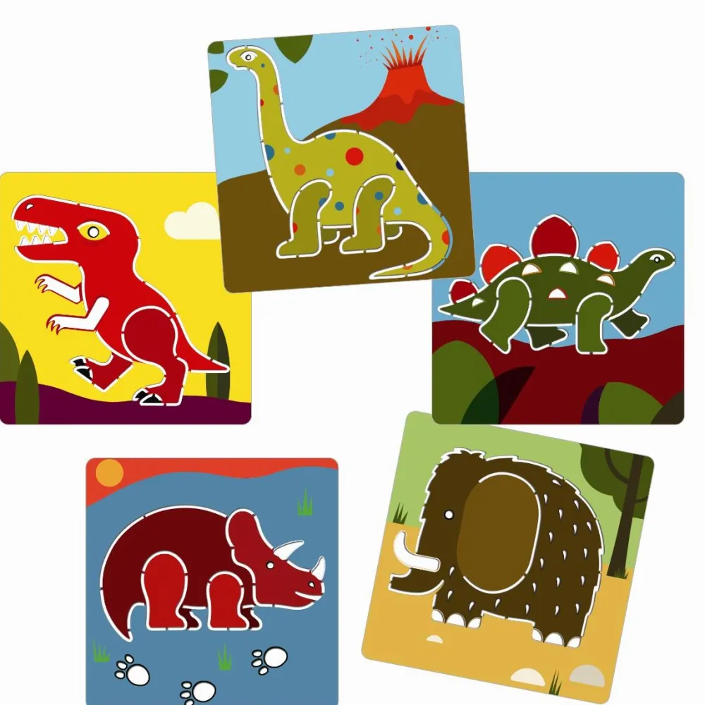 Sale Djeco Tegneskabeloner - Dinosaurer, 5 stk