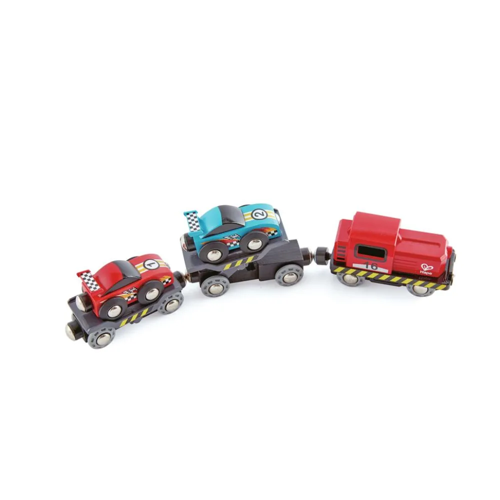 Best Hape Tog tilbehør - Transporttog m. racerbiler, 6 dele