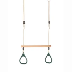 Hot DICE Trapezgynge m. ringe - Mørkegrøn (beige reb)