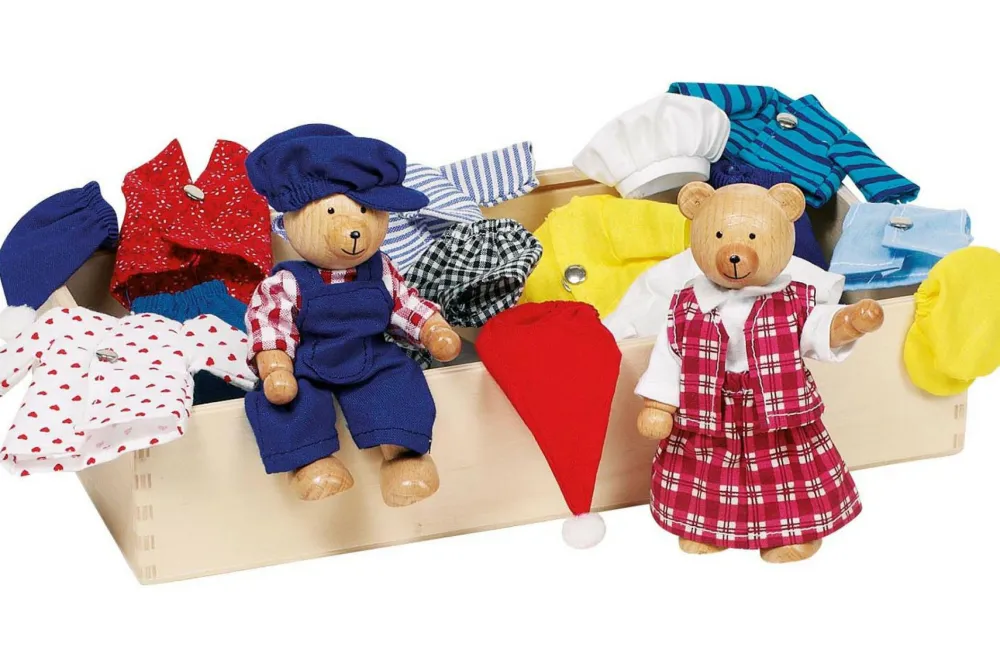 Discount goki Trædukker m. 8 sæt tøj - Bjørnene Benna & Bennoh