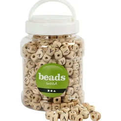 Sale Creativ Company Træperler i spand - Bogstaver A-Z, ca. 400 stk