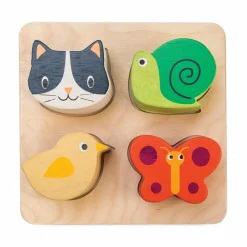 Online Tender Leaf Træpuslespil m. 4 brikker - Dyrevenner