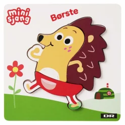 New DR / Danmarks Radio Træpuslespil m. 3 brikker - Pindsvinet Børste