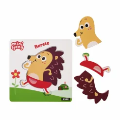 New DR / Danmarks Radio Træpuslespil m. 3 brikker - Pindsvinet Børste