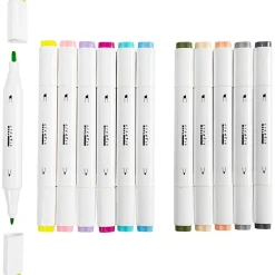 New Creativ Company Twin Markers - Pastel, 12 stk
