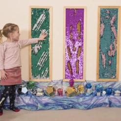 Vægpanel m. pailletter - Grøn/Sølv, 1 stk