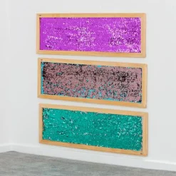 Vægpanel m. pailletter - Grøn/Sølv, 1 stk