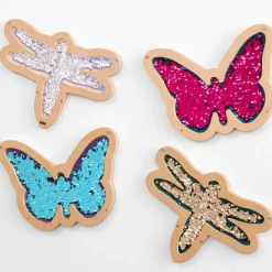 New Vægpanel m. pailletter - Insekter, 4 stk